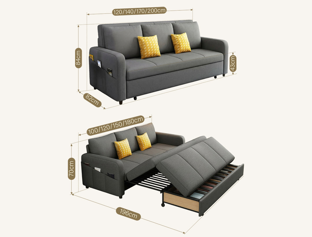 Gabriel Two Seater Sofa Bed, Linen