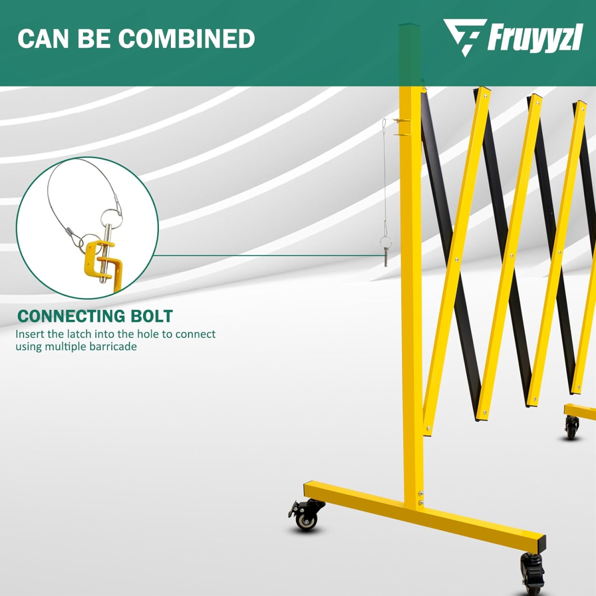 Metal Expandable Barricade, 17 Feet Retractable Fence Outdoor, Mobile Safety Barrier Gate, Easily Assembled Expanding Gate with Casters, Collapsible Accordion Barricade Gate Outdoor