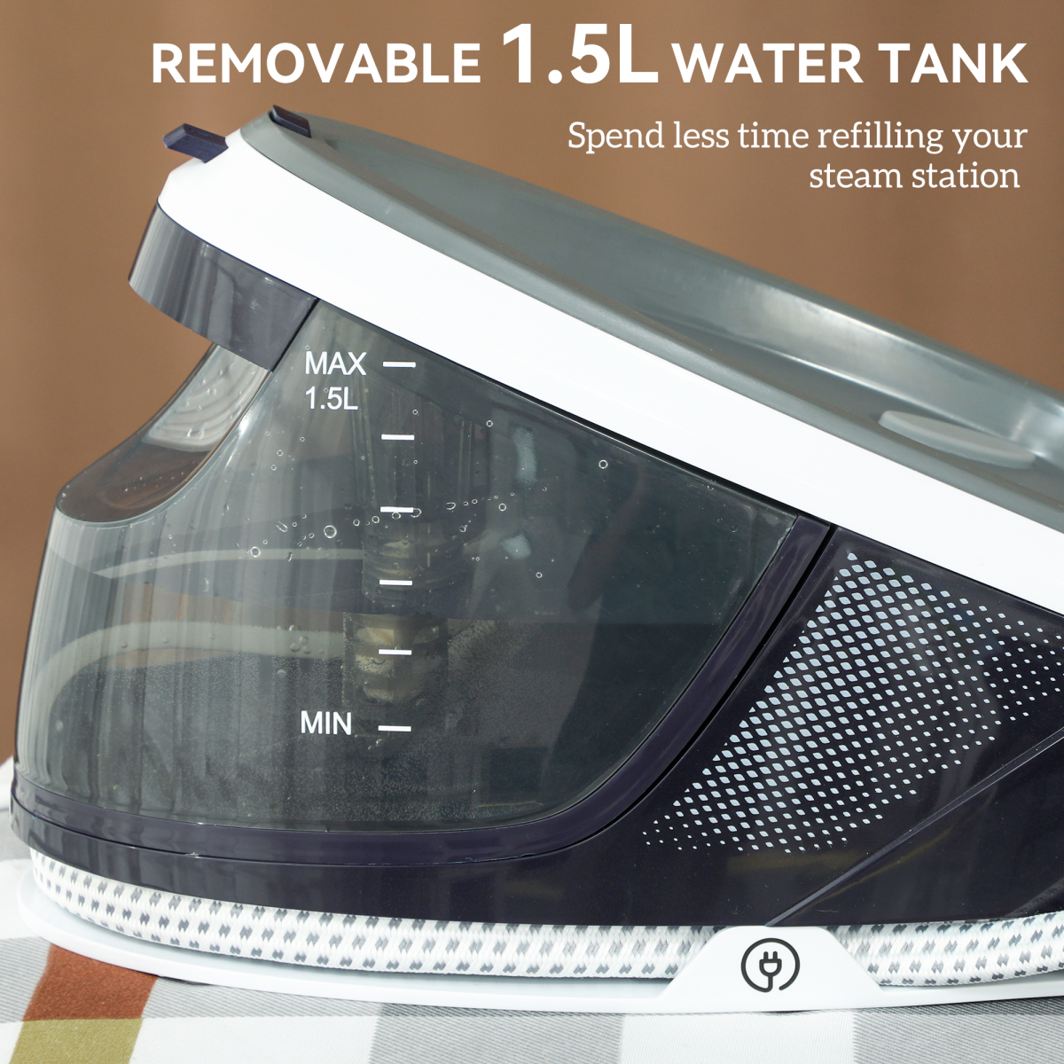 HOMCOM Steam Generator Iron, Large Water Tank, Smart ECO Mode, Self-Cleaning