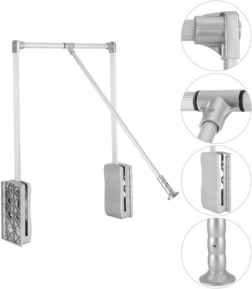 Pull Down Clothes Rail Adjustable 890-1210mm Wardrobe Lift 20KG Nisorpa