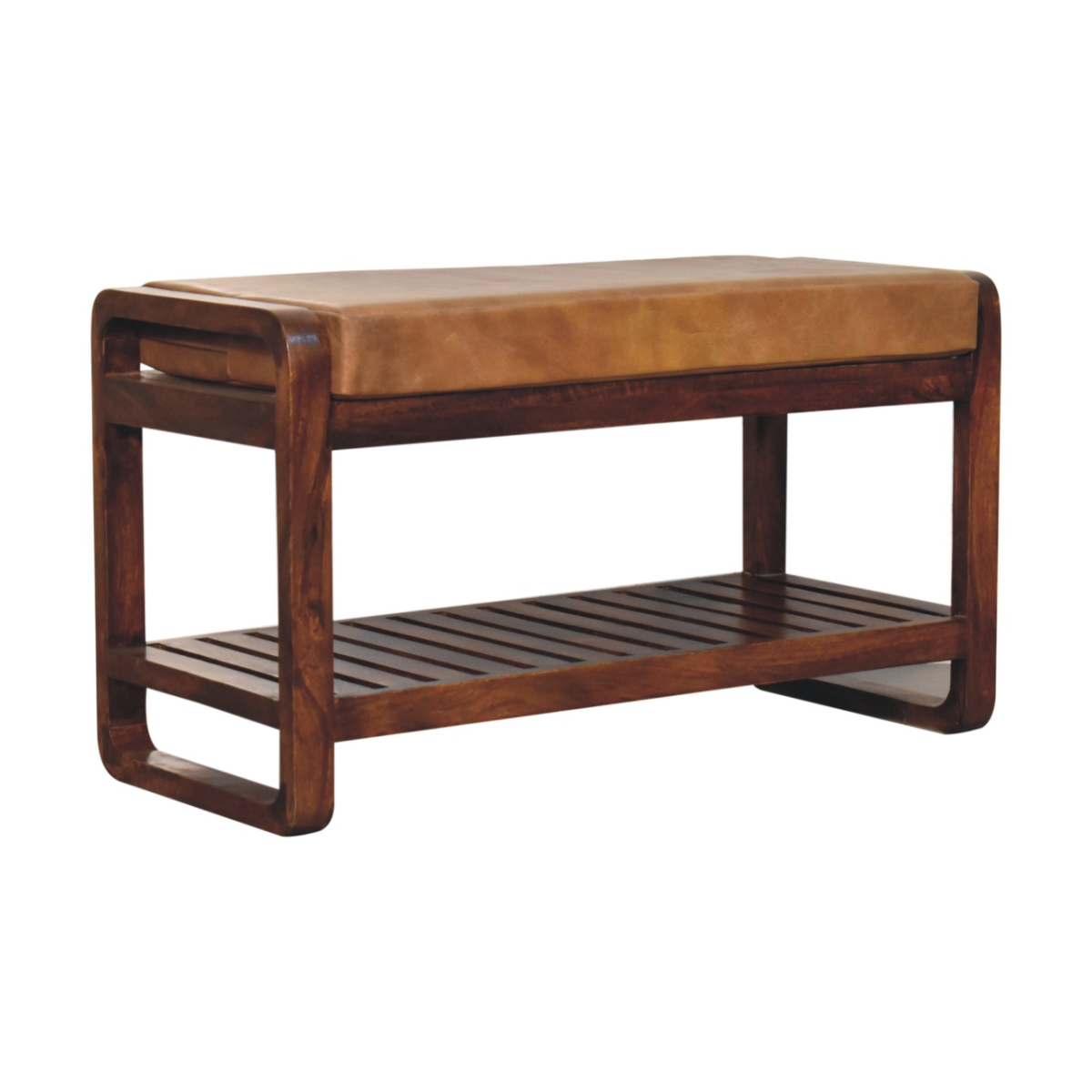 Artisan Furniture Solid Wood Small Buffalo Slatted Hallway Bench