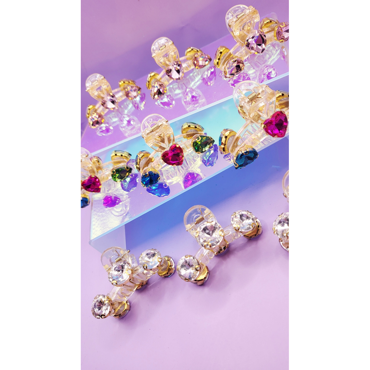 Crystal Luxe Rainbow Hair Clamps Pack of 12