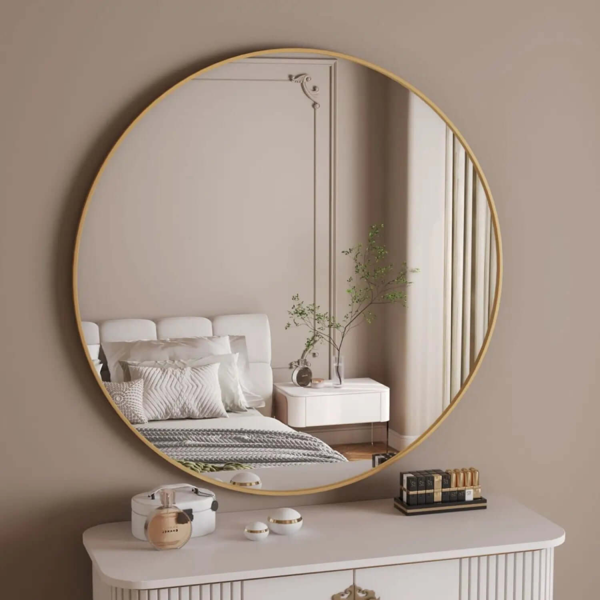 Rei- Extra Large Round Gold Metal Circle Mirror - 120cm x 120cm