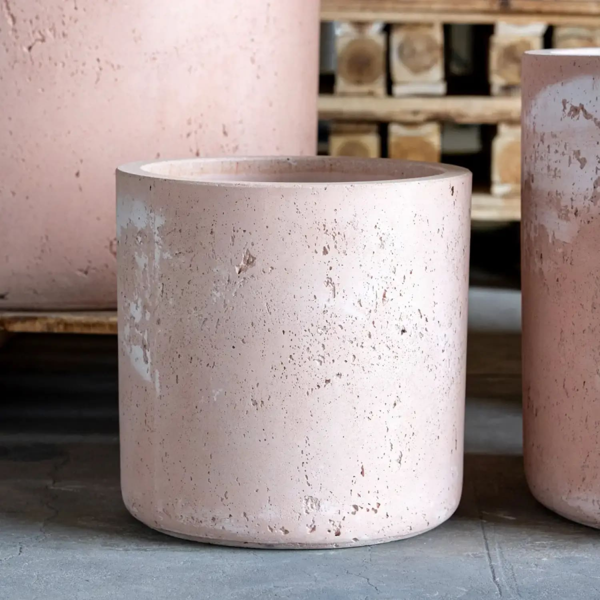 Aurella | Blushstone – 70cm X Large Concrete Cylinder Planter – 199L Round Plant Pot