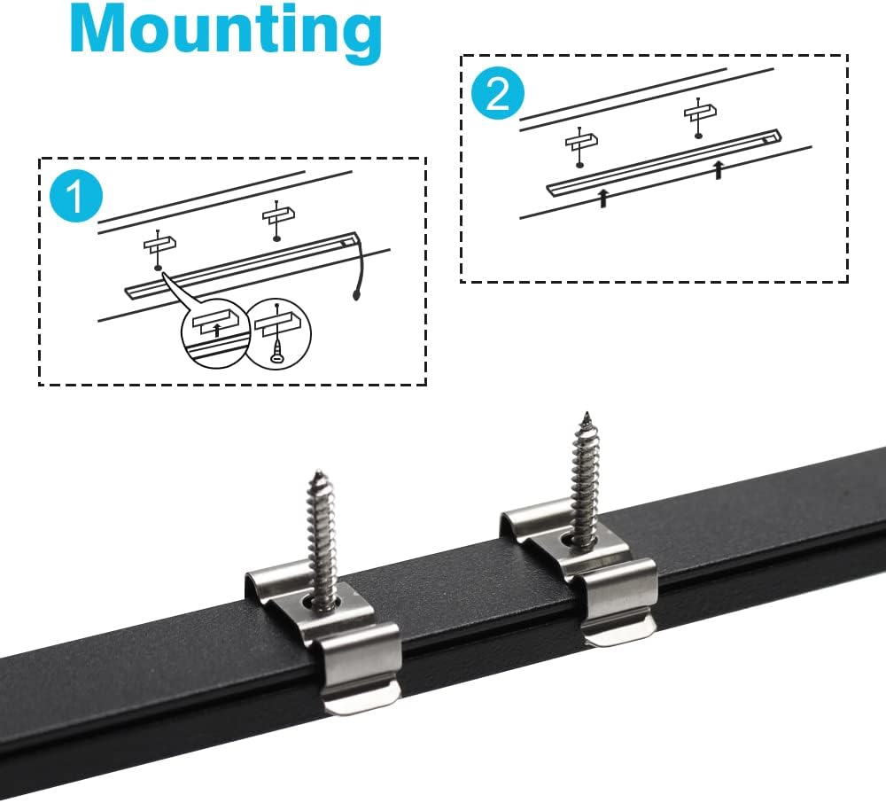 LightingWill 5-Pack LED Aluminum Channel, 3.3ft U-Shape, Black with Accessories