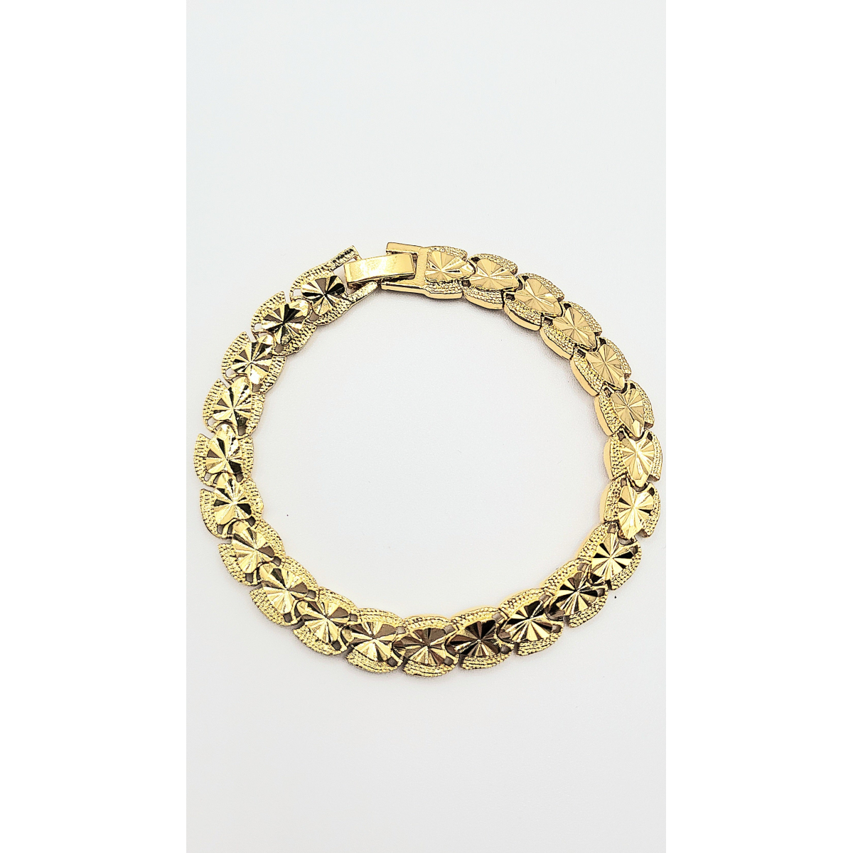 Elements Oval Wave Shiny Gold Link Bracelet