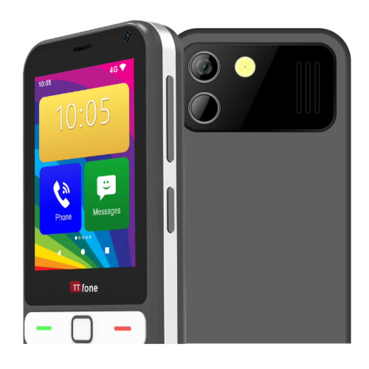 TTfone TT280  Simple 4G Dual SIM Bar Phone with Android, 2.8" Touchscreen, Keypad, 2MP Camera, USB-C - Easy to Use Unlocked Mobile (with Dock Charger)