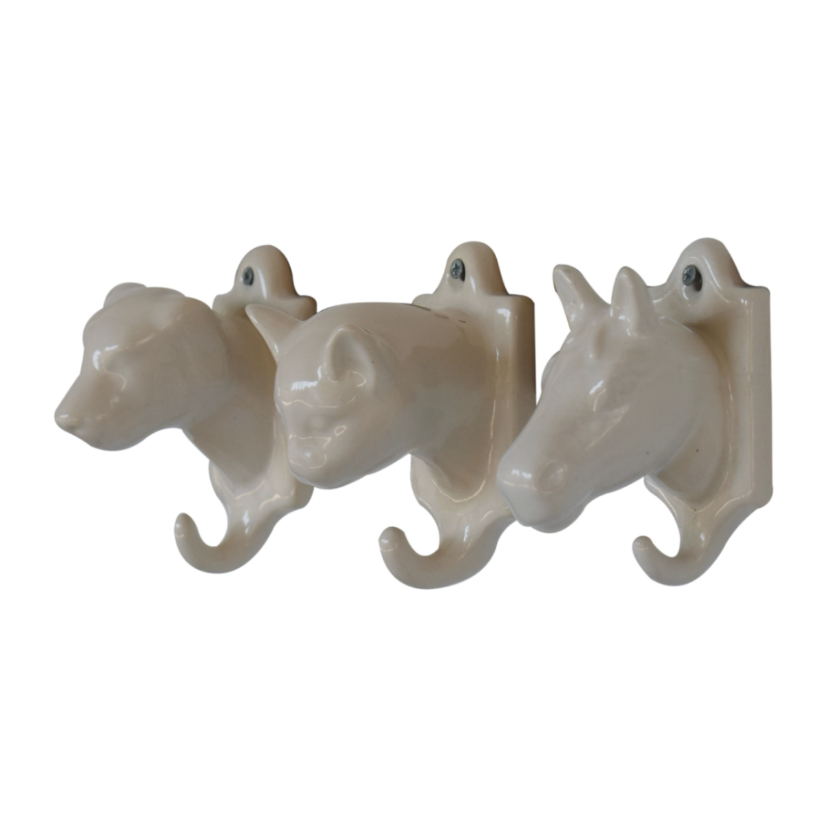 Artisan Furniture Wall Decor - Assorted Animal Wall Hooks Set of 3, White