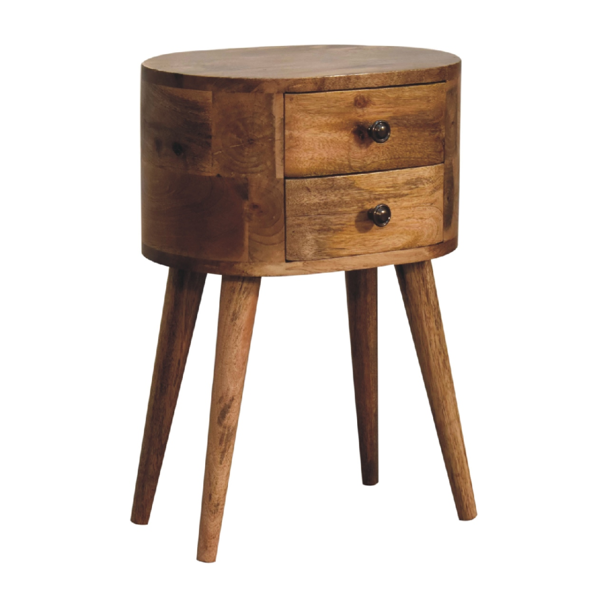 Artisan Furniture Solid Wood Mini Oak-ish Rounded Bedside Table