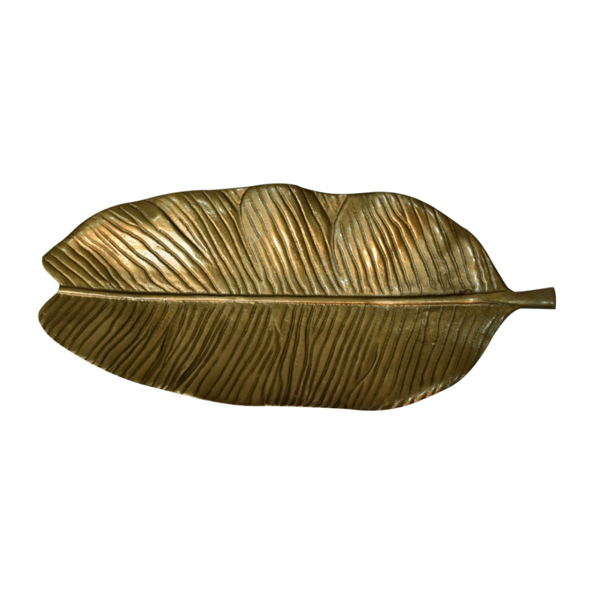 Artisan Furniture Antique Banana Leaf Tray, Brass Finish
