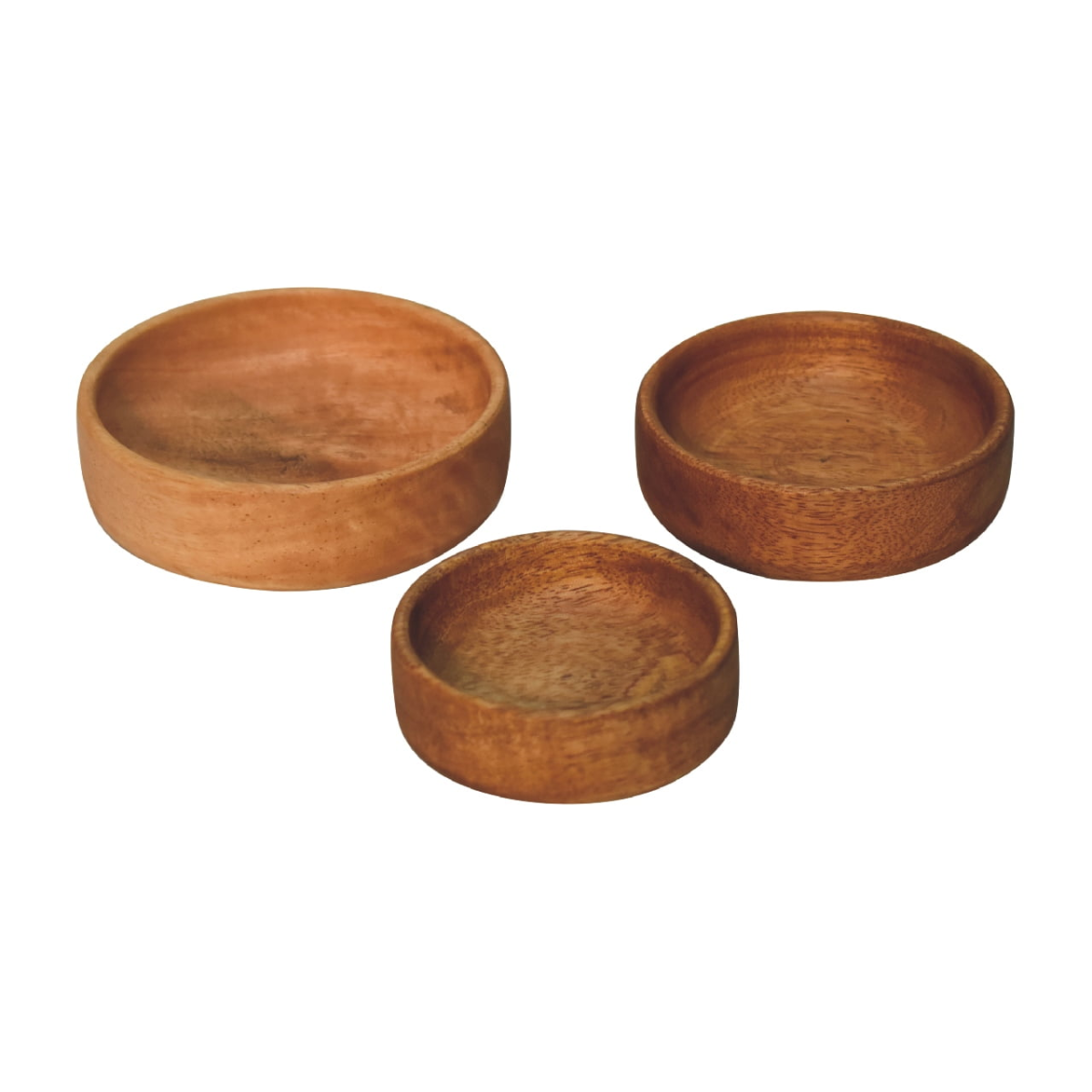 Artisan Furniture Serveware - Solid Wood Fruit Bowl Set of 3, Light Brown