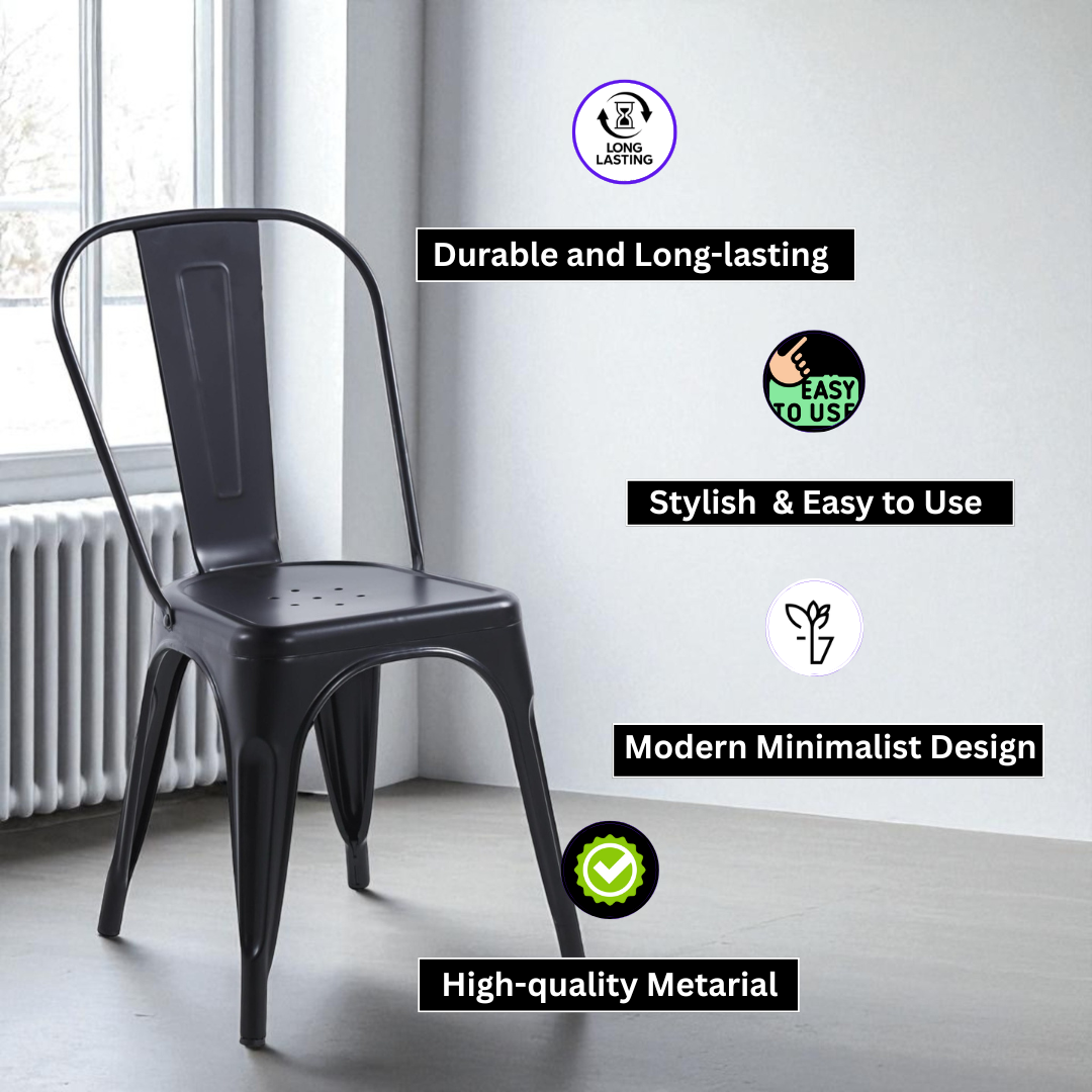 Dining Chair - Metal - L44 x W47 x H85 cm - Black