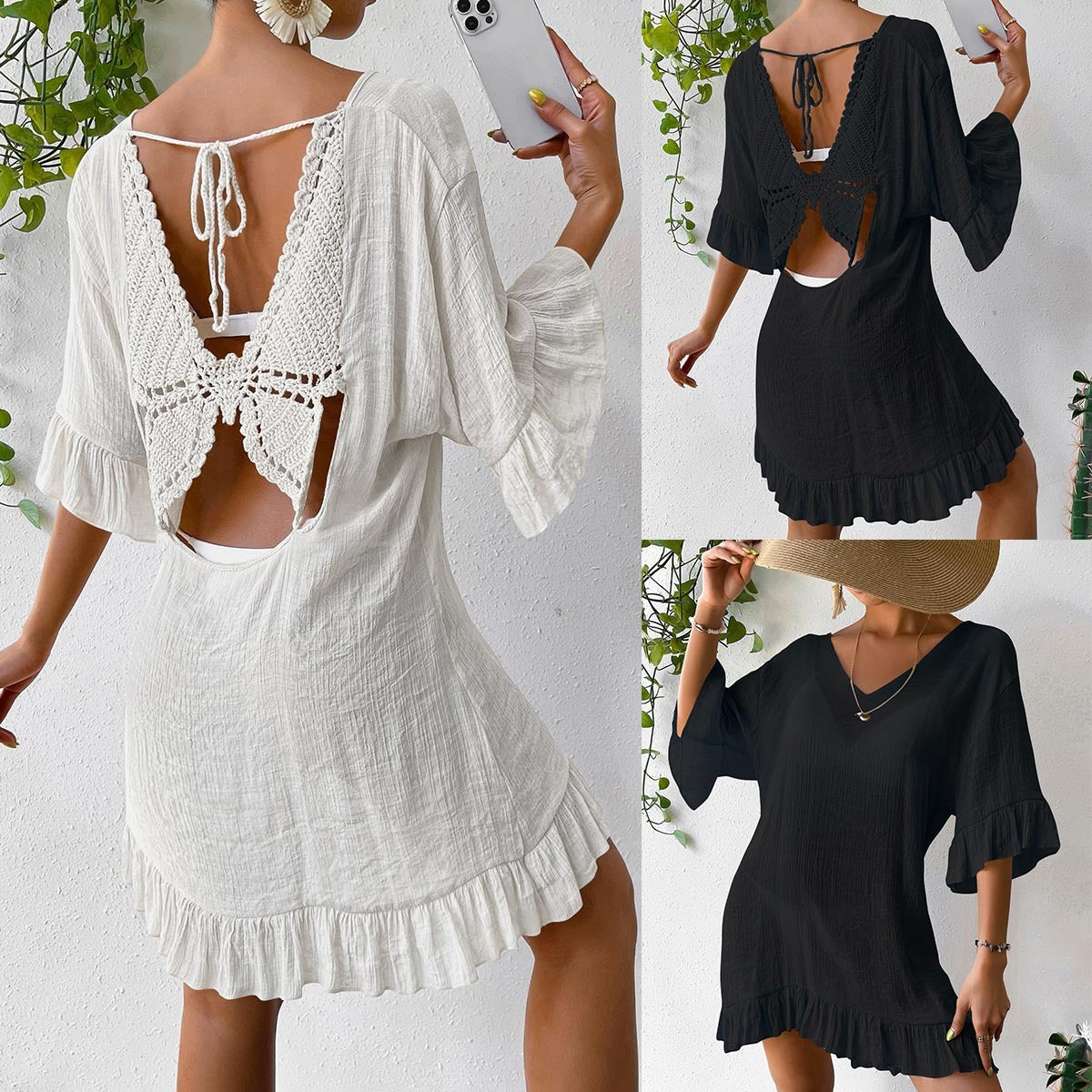 Beach Cover-up Skirt Sun-proof Skirt Back Butterfly