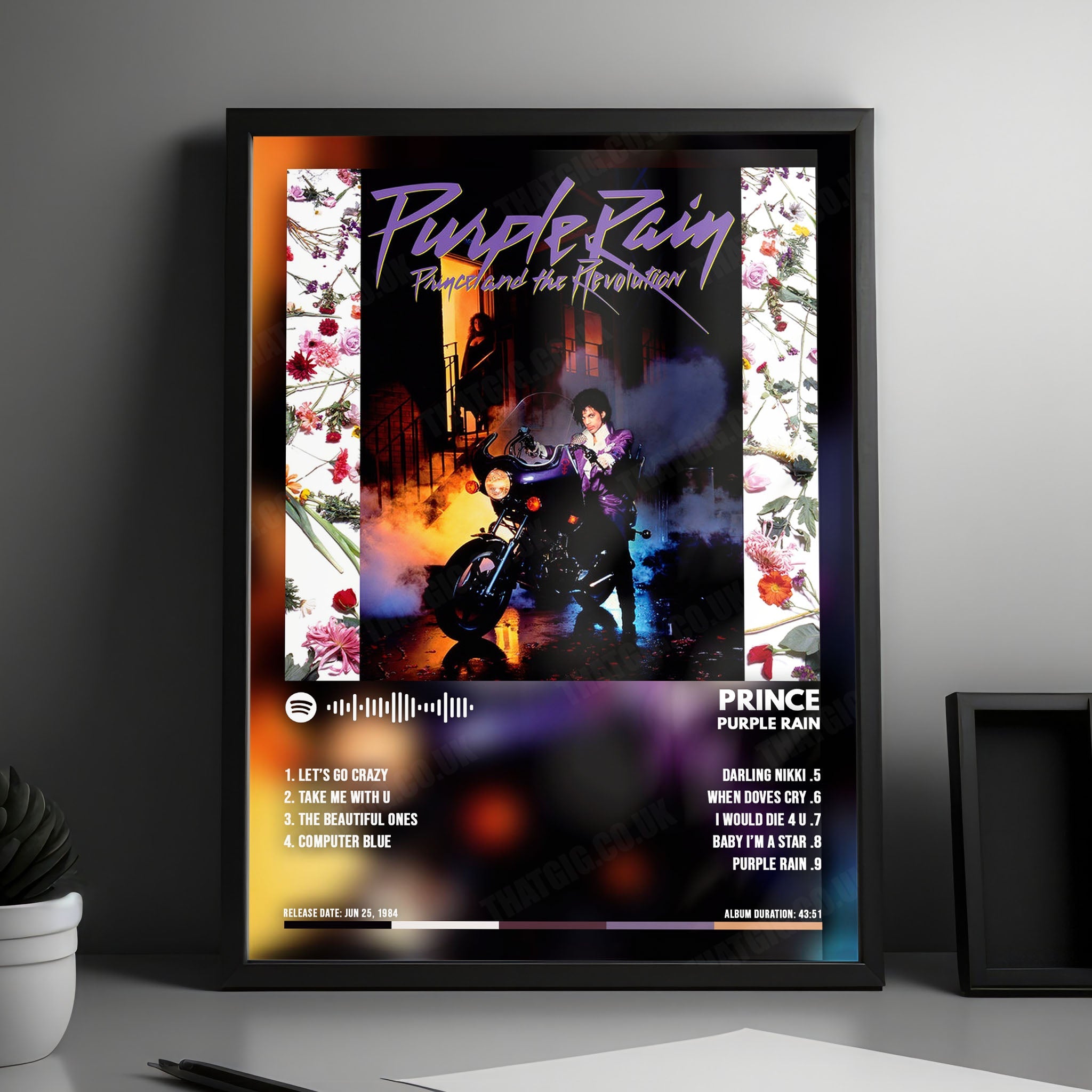 Prince "Purple Rain  " Album Cover Poster - with Complete Tracklist