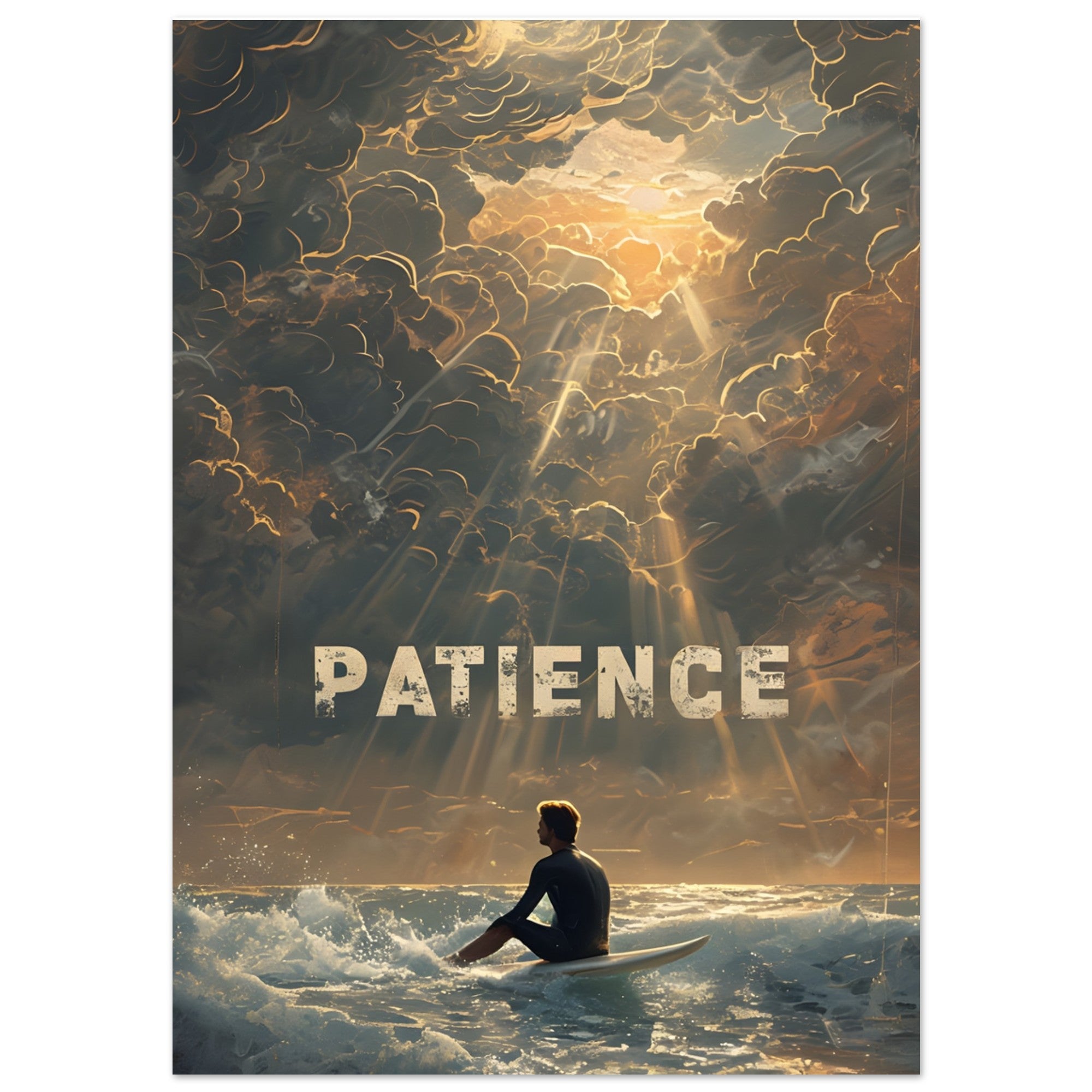 Patience Surfing Poster - Motivational Ocean Wall Art | Beach & Sea Lover Gift