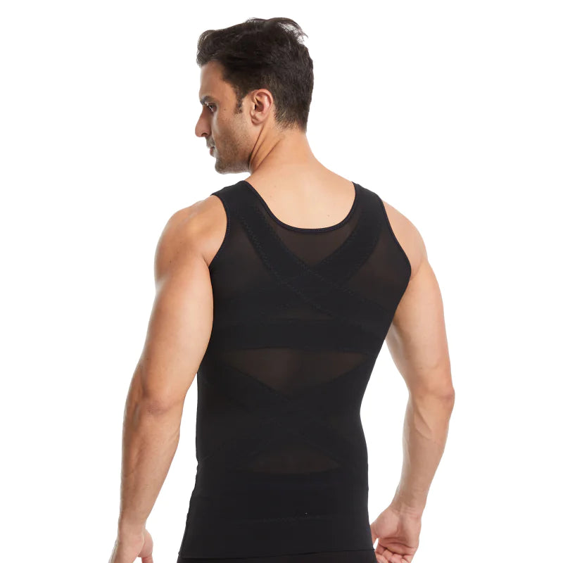 Men's Compression Shirt Slimming Body Shaper Vest - Enhance Fitness & Comfort with Stylish Design