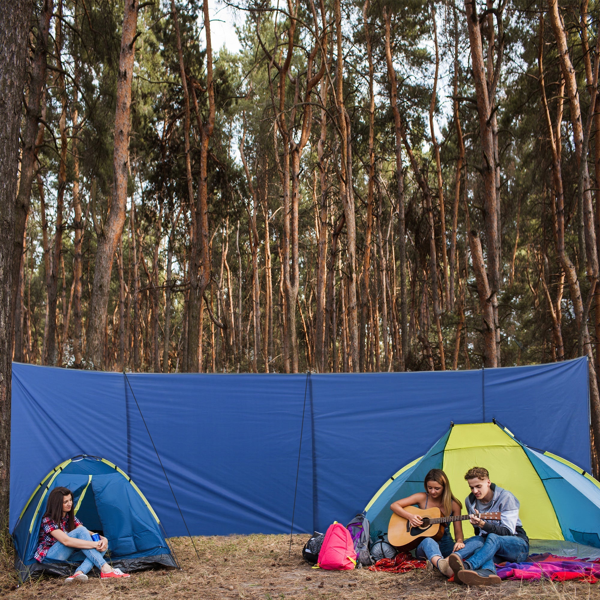 Camping Windbreak Portable Wind Blocker Privacy Wall, 6.2m x 1.5m Outsunny