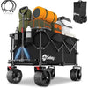Sekey 200L Folding Festival Trolley with All-Terrain Extra Wide Wheels and Brake, Heavy-Duty Cart Loadable up to 150KG, Patented Four-Directional Foldable Design, Wagon for Beach Camping Garden, Black
