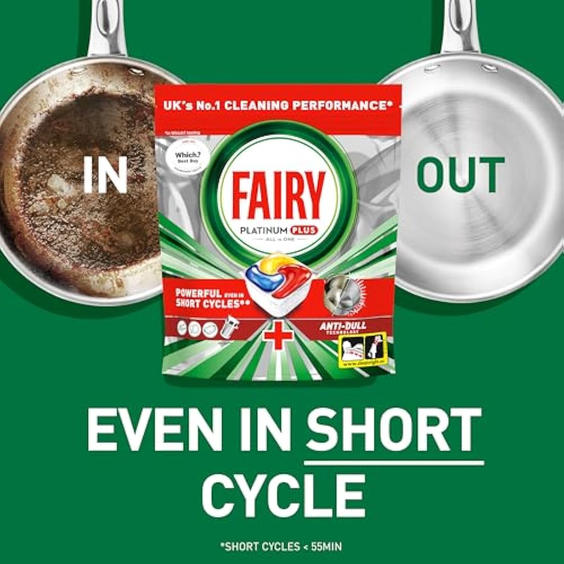 Fairy Platinum Plus Dishwasher Tablets – Bulk Pack, 59 Tablets, XXL Pack, Lemon