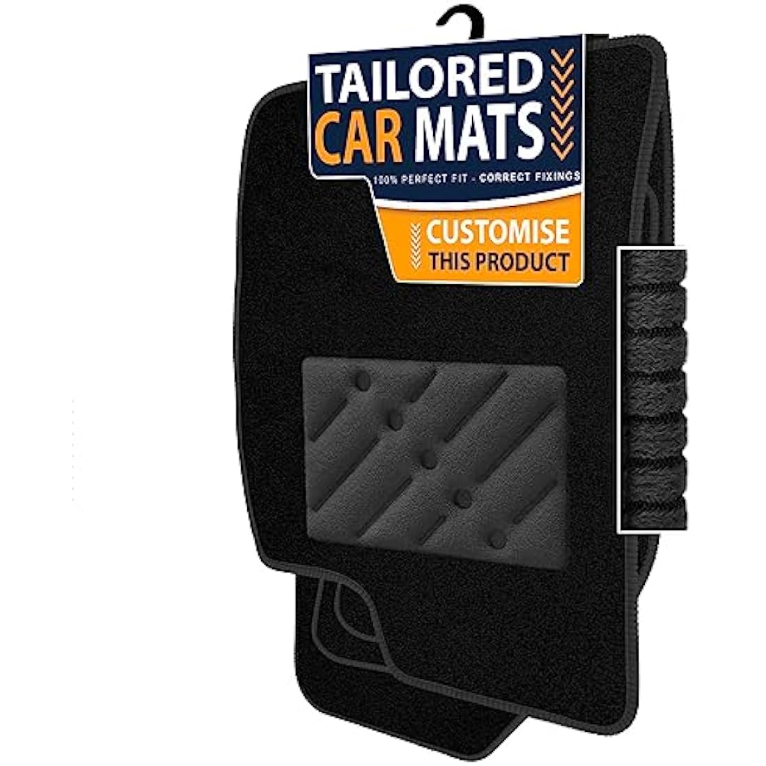 Car Mats FOR Mazda CX-3 2015+ Black Carpet - Black Ribbed Trim - Black Rectangle Heel Pad [SAPP-1707]