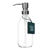Kuishi Clear Glass Soap Dispenser [300ml, Silver Pump] Refillable Amber Glass Bottle with Stainless Steel Pump, Eco-Friendly (BPA-Free)