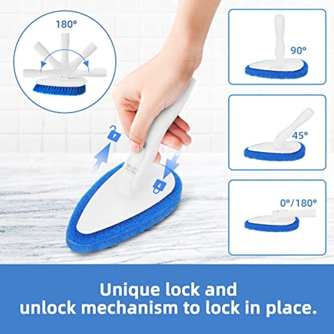 Qaestfy Shower Cleaning Brush and Scrubber Scourer Combo with 51'' Detachable Long Handle Tub and Tile Shower Bathroom Cleaner Scrubber Brush Cleaning Tools for Shower Bath Bathtub Tub Cleaning