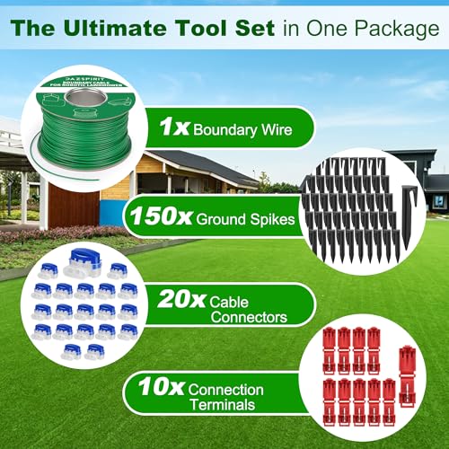 DazSpirit 250 m Boundary Cable + 150 Pegs + 20 Cable Connectors + 10 Connection Terminals for Robot Lawnmower, Garden Wire Accessory Set, Compatible