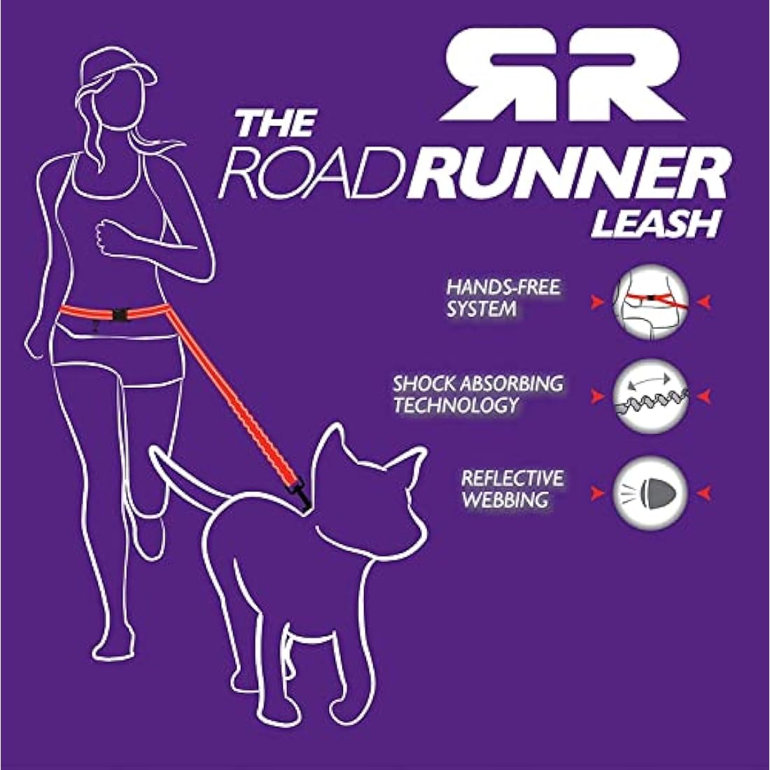 EZYDOG Road Runner Lead - Comfortable Padded Handle, Reflective Thread, 1.8M (Grey) for Small, Medium & Large Dogs