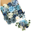 Kisflower Artificial Flowers Dusty Blue Silk Artificial Roes Combo Peony Flower for DIY Wedding Bridal Bouquet Party Home Decorations (Dusty Blue)