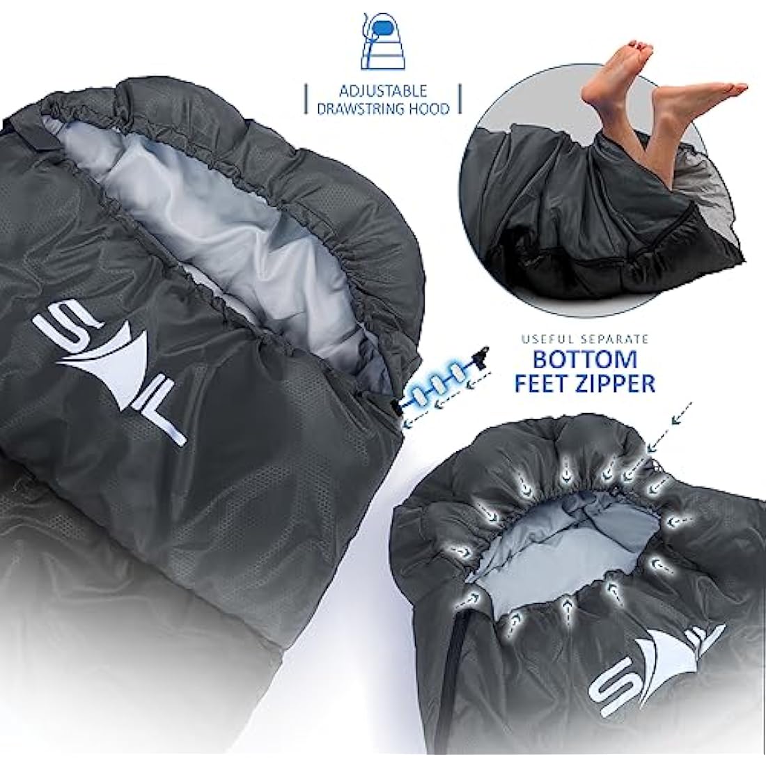 SAIL XL Sleeping Bag Extra Wide for Big & Tall Person 3-4 Season 1.6KG - 2.7KG Lightweight,Waterproof Indoor & Outdoor Use for Adults for Hiking, Backpacking and Camping