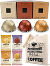 Coffee Pod Variety Pack for Nespresso Vertuo Machine - Sweet Vanilla, Roasted Hazelnut, Golden Caramel - 3 Boxes (30 Pods) Bundled with Border Biscuits and Reusable Tote Bag