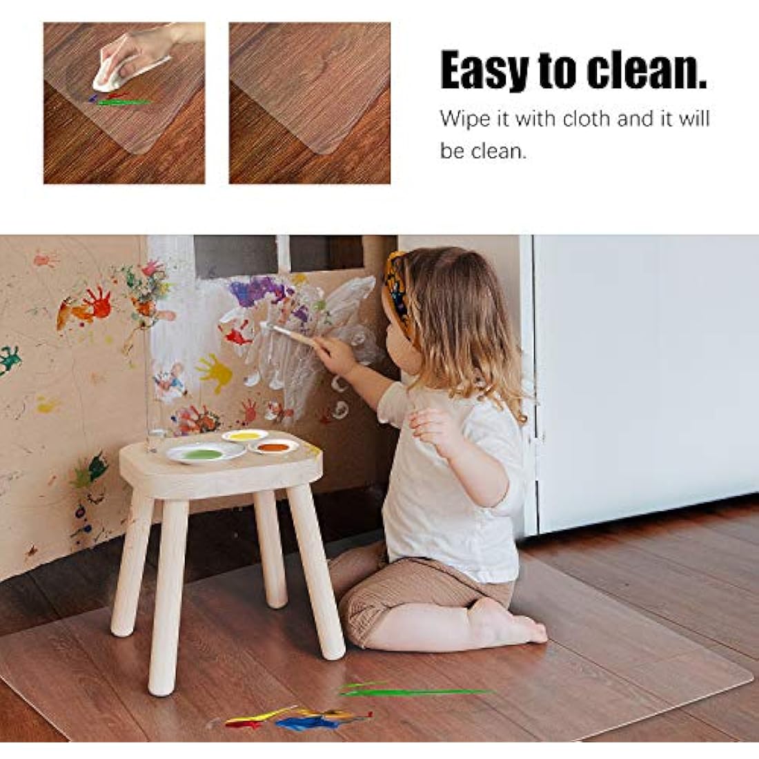Kuyal Clear Chair mat for Hard Floors 75 x 120 cm (2.5' x 4') Transparent Floor Mats Wood/Tile Protection Mat for Office & Home