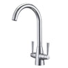 Peppermint Kitchen Tap Dual Lever Chrome Kitchen Sink Taps Stainless Steel Twin Lever Traditional Mixer Taps 1 Hole Monobloc 360? Swivel Faucet Hot