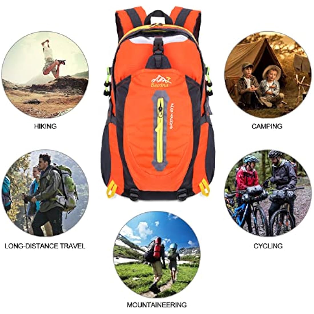 Besrina 40L Lightweight Hiking Backpack, Multi-functional Water-resistant Casual Camping Trekking Rucksack for Cycling Travel Climbing Mountaineer Outdoor Sport