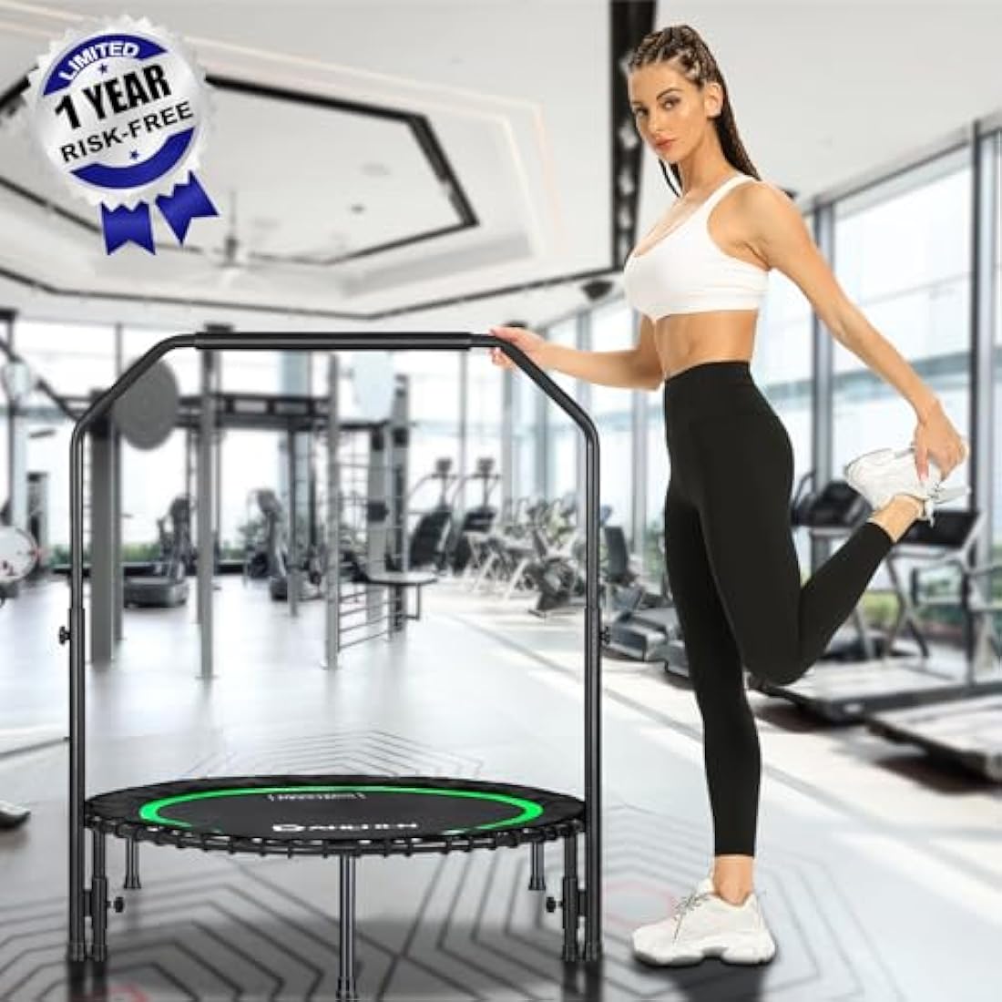 DARCHEN 200 KG Rebounder Trampoline for Adults, Indoor Small Rebounder Exercise Mini Trampoline for Workout Fitness for Quiet and Safely Trampoline Indoor [100 CM]