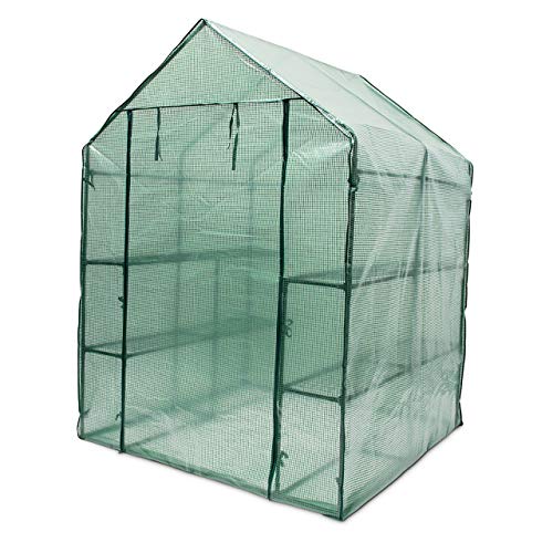 Relaxdays Garden Greenhouse Grow Tent Tarpaulin Large Shelves ? weather Protective Cover 140 x 190 x 140 cm Green