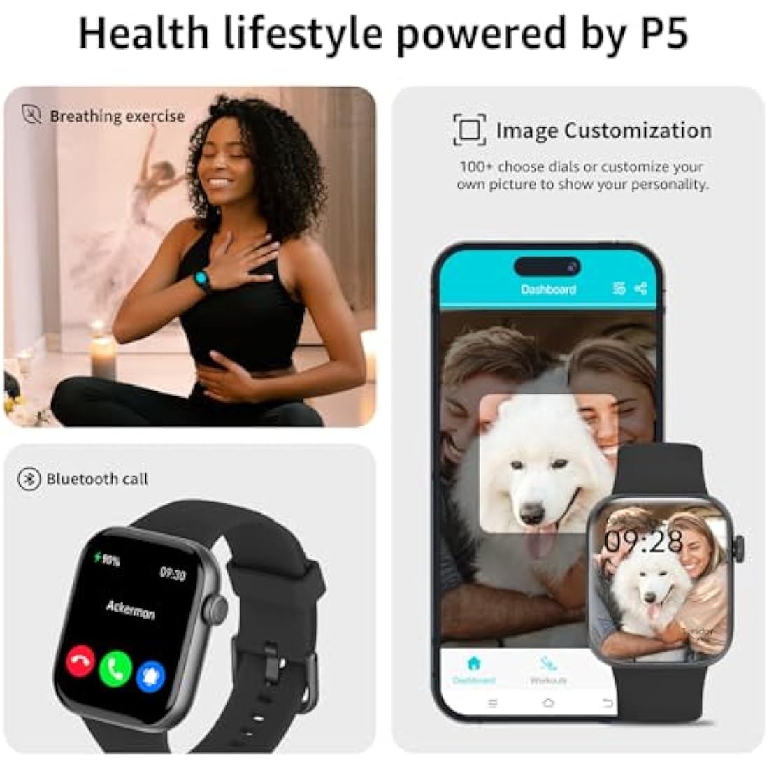 Smart Watch for Men Women Answer/Make Call, 1.85" Smartwatch, Fitness Watch with Heart Rate Blood Pressure Sleep Monitor, 140+Sports, IP68 Waterproof Step Counter Watch Compatible with Android IOS