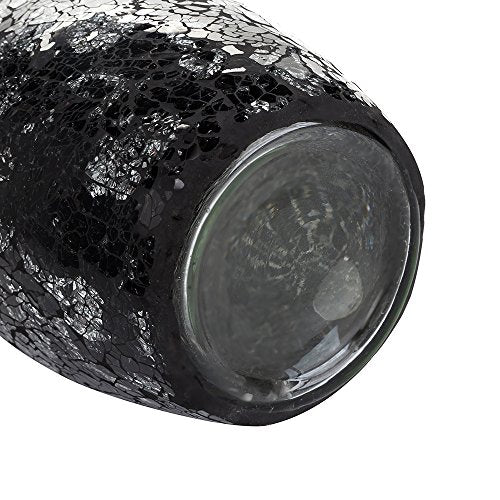 London Boutique Large Tall Vase 18" 40cm Vases for Flowers Handmade Decorative Mosaic Glitter Vase Sparkled Glass gift present (Large Black Rose)