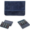 Hiram Leather Pen Case for 12 Pens Vegetable Tanned Leather Fountain Pen Storage Box with Hidden Magnetic Snap Closure and Pens Tray Design (Blue)