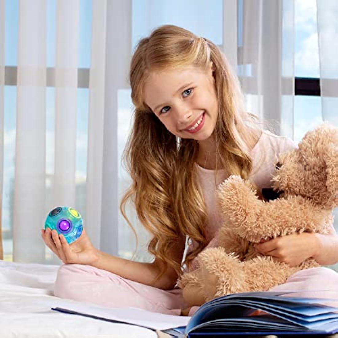 Vdealen Magic Rainbow Puzzle Ball- Fidget Ball 3D Puzzle Stress Reliever Brain Teaser Travel Toy- Birthday Party Easter Christmas Stocking Fillers Gift Toy for Kids Teens Adults- 3 Pack