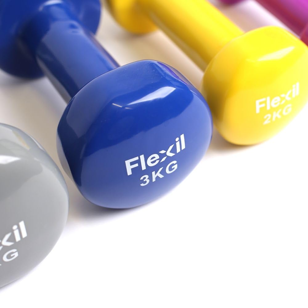 Vinyl Dumbbell Weights | Set Of Hand Weights | Home Gym Equipment | Comfortable grip (4, Kilograms)