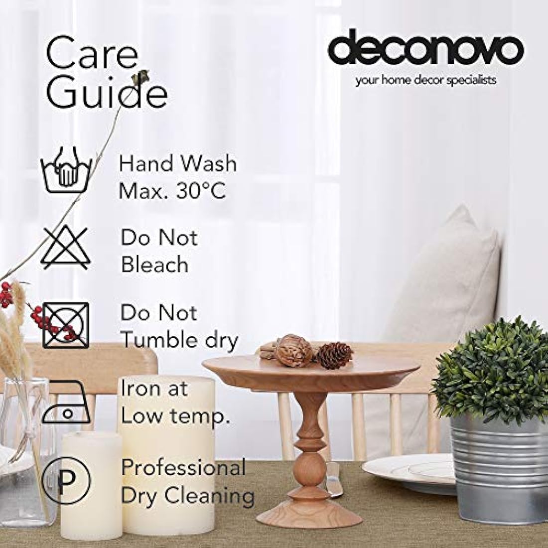 Deconovo Faux Linen Rectangle Water Resistant Table Cloth for Dinning 59x59in(150x150cm) Light Brown
