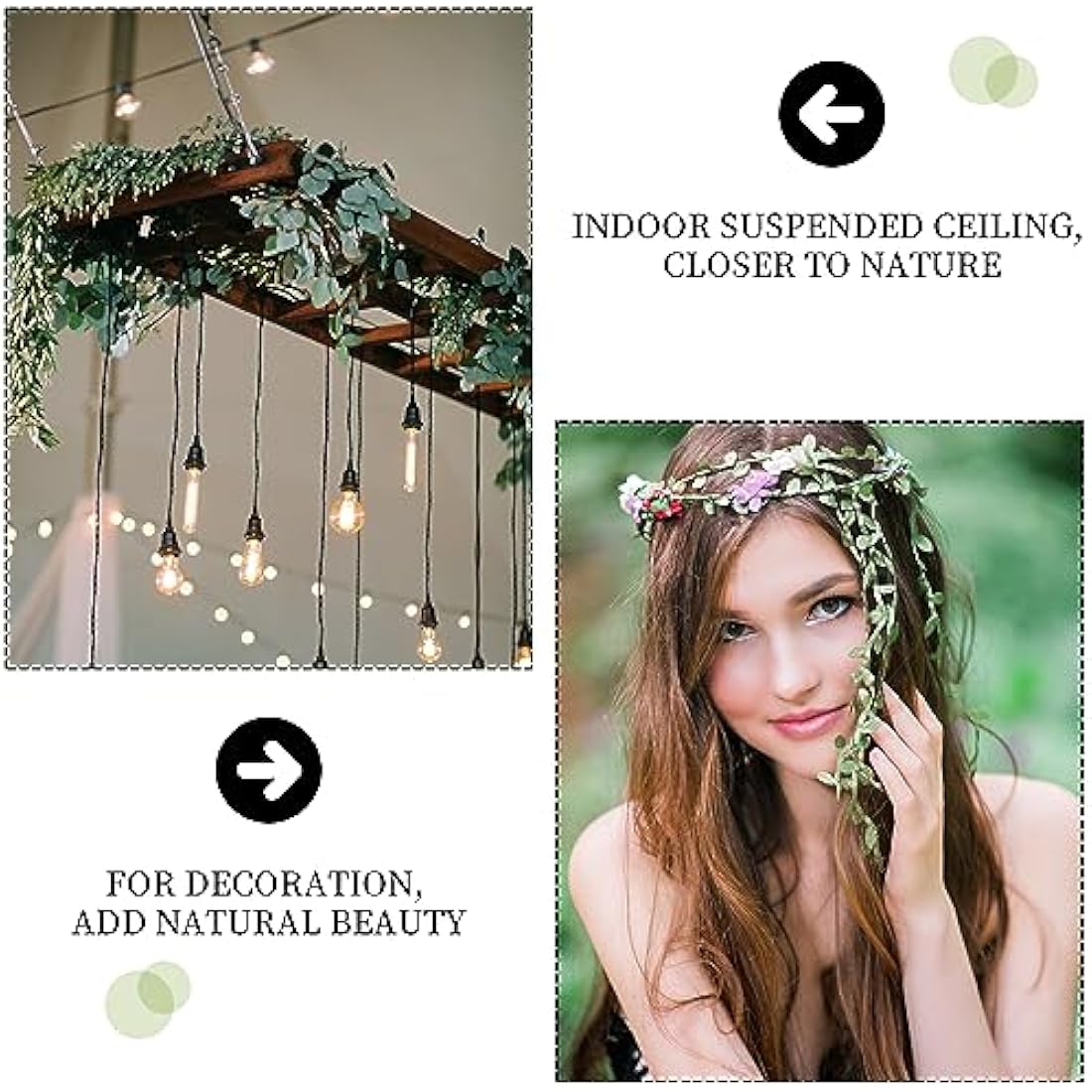 Artificial Vines 65 Ft fake hanging plants silk ivy artificial eucalyptus leaf garland green leaves ribbon trim for Wedding Birthday Party DIY Craft Cakes Garden Wall Decoration