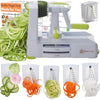 Brieftons 5-Blade Vegetable Spiralizer: Strongest-Heaviest Spiral Slicer, Best Veggie Pasta Spaghetti Maker for Low Carb/Paleo/Gluten-Free/Vegan Meals, with Extra Blade Caddy, 4 Recipe Ebooks