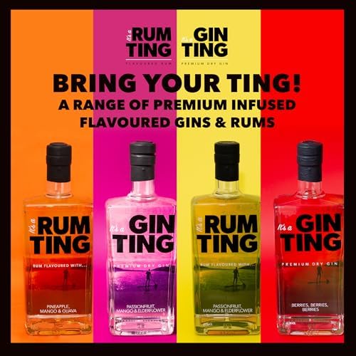 GinTing Passionfruit Mango & Elderflower Flavoured Gin 70cl | London Dry Gin with Delicious Citrus Fruit Gin Twist – Packed with Passion Fruit, Mango & Elderflower Gin Botanicals