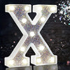 LED Marquee Letter Lights, Light Up Silver Letters for Bedroom Glitter Gifts for Teenage Girls Alphabet Letter Sign Battery Powered Night Light Birthday Party Wedding Home Decoration, Silver Letter X
