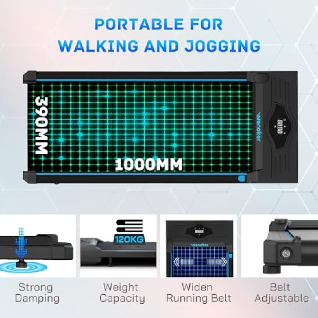 Treadmill Under Desk Walking Pad with Remote Control and LED Display Compact Exercise Machine for Home/Office Jogging