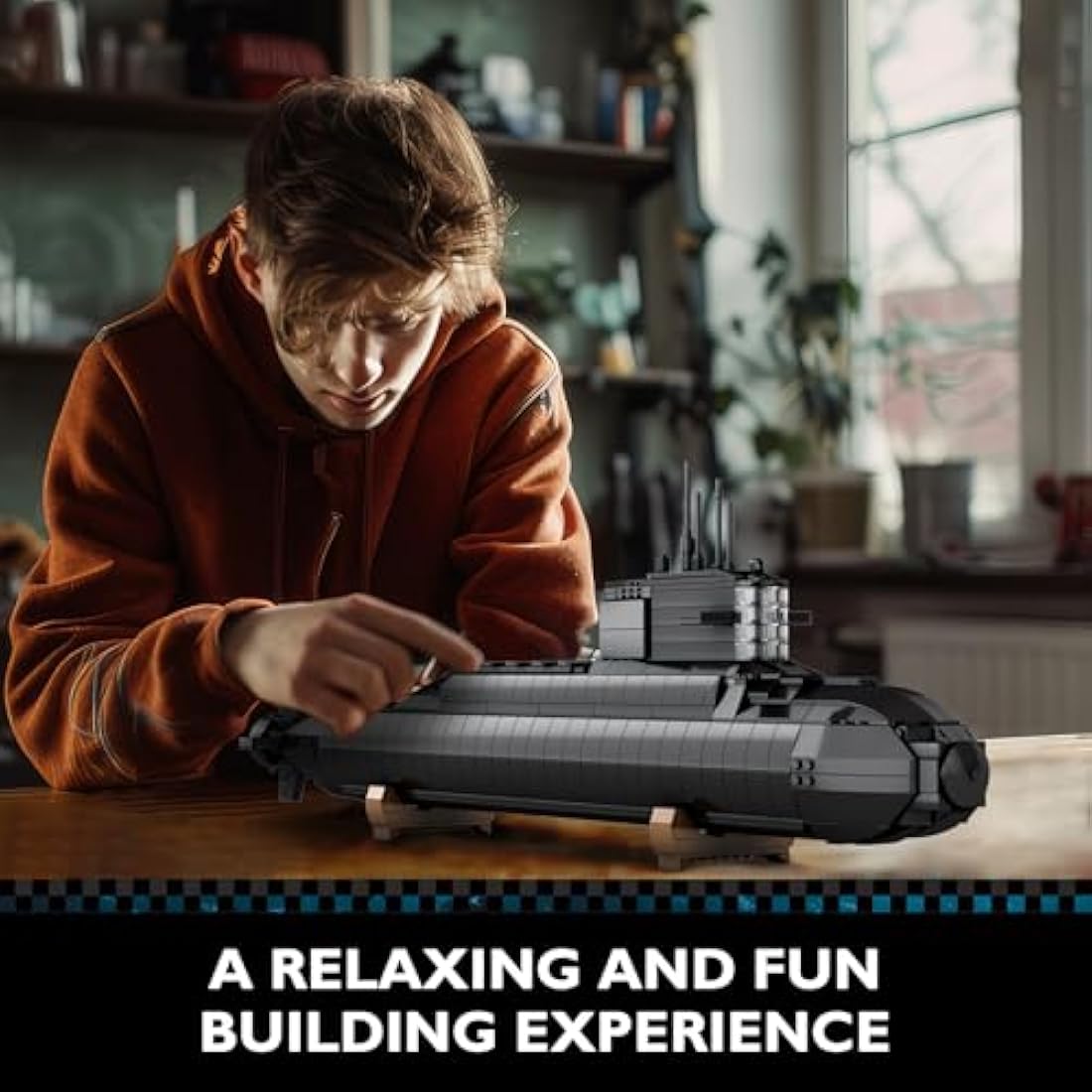JMBricklayer Nuclear Submarine Building Blocks Sets with Lights, Military Type-094 Submarine Model Kits, WW2 Collectible Battleship Construction Toys Decor, Gifts for Adults Boys Teens 14+