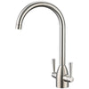 Hapilife Brushed Steel Kitchen Tap Dual Lever Monobloc Kitchen Mixer Taps 1 Hole High Arc Sink Taps Mixer 360 Swivel Spout Mono Hot and Cold Water
