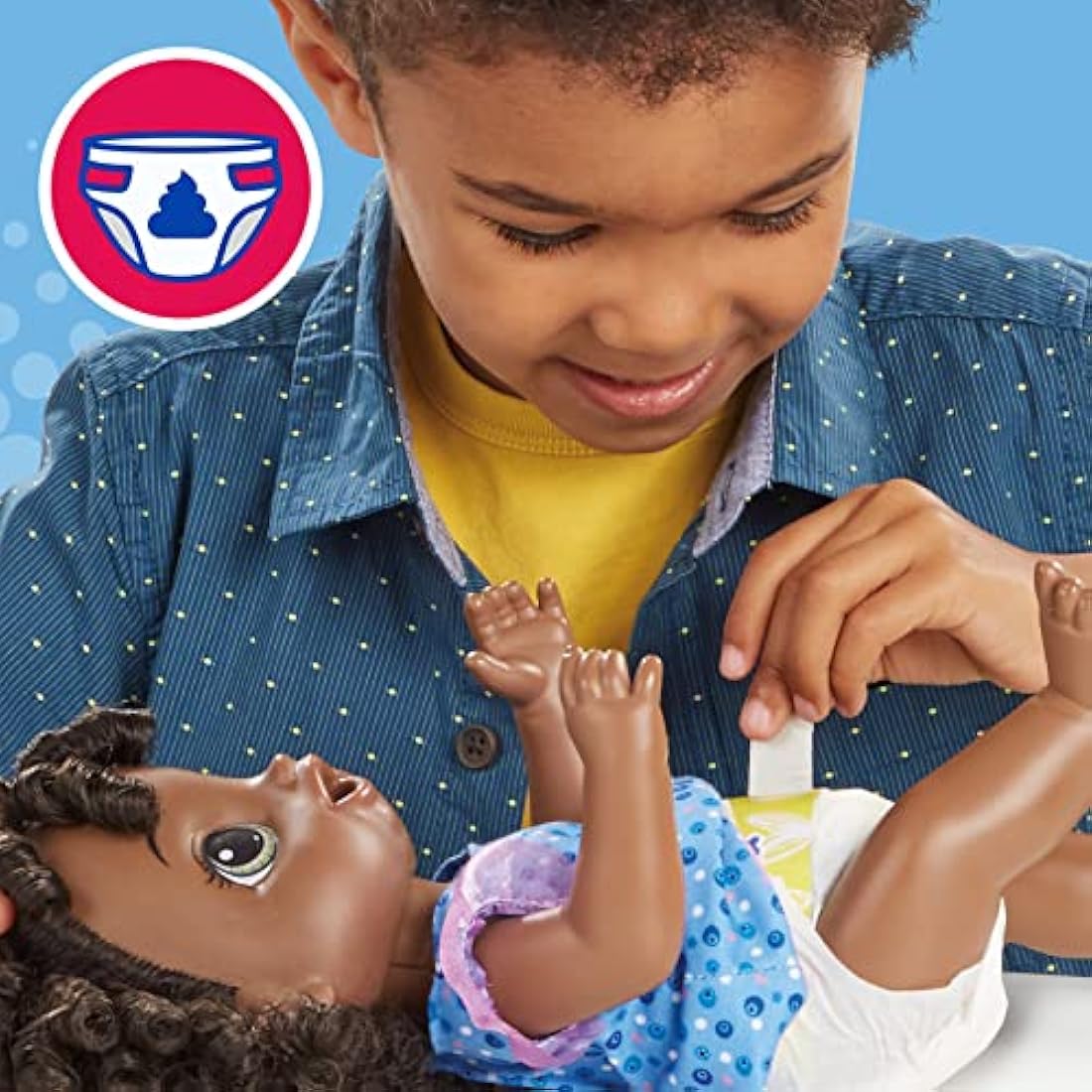 Baby Alive Magical Mixer Baby Doll Blueberry Blast with Blender Accessories, Drinks, Wets, Eats, Black Hair Toy for Children Aged 3 and Up